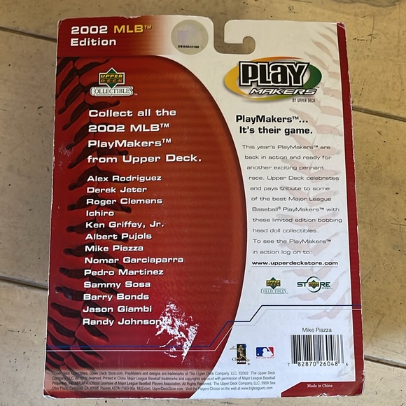 NIB Tall 2002 Play Makers MLB Baseball Mike Piazza Bobblehead & Card - Picture 5 of 6